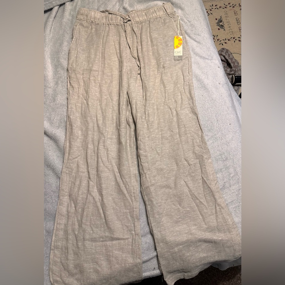 C&C California Wide Leg Linen Beach Pants L